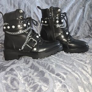 Sleek Black Studded Combat Boots